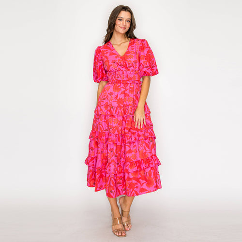 Fuchsia Garden Dream Midi Dress