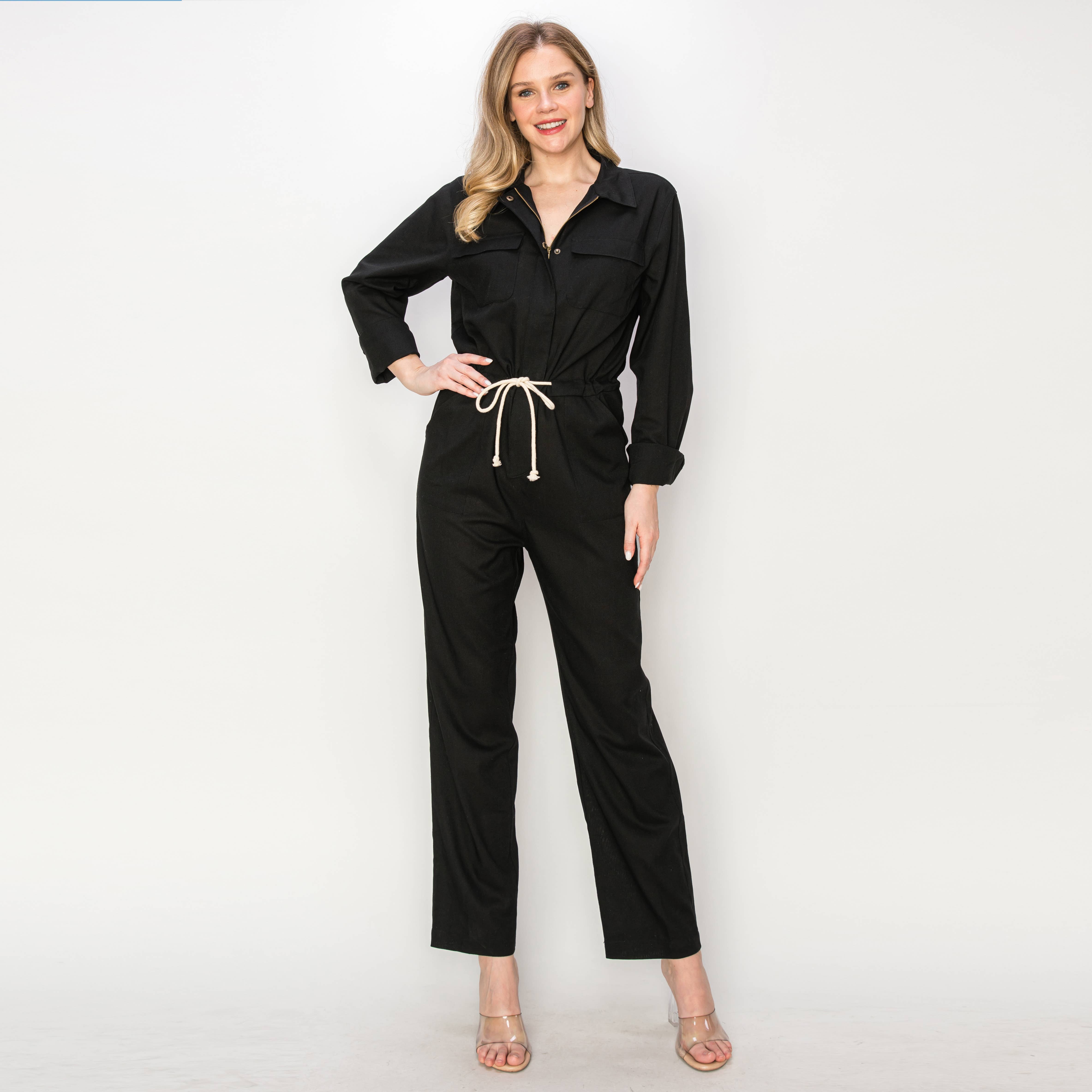 Linen worker jumpsuit