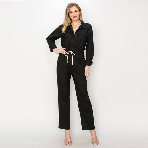 Linen worker jumpsuit