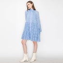 Jacquard pattern mini dress with long sleeves