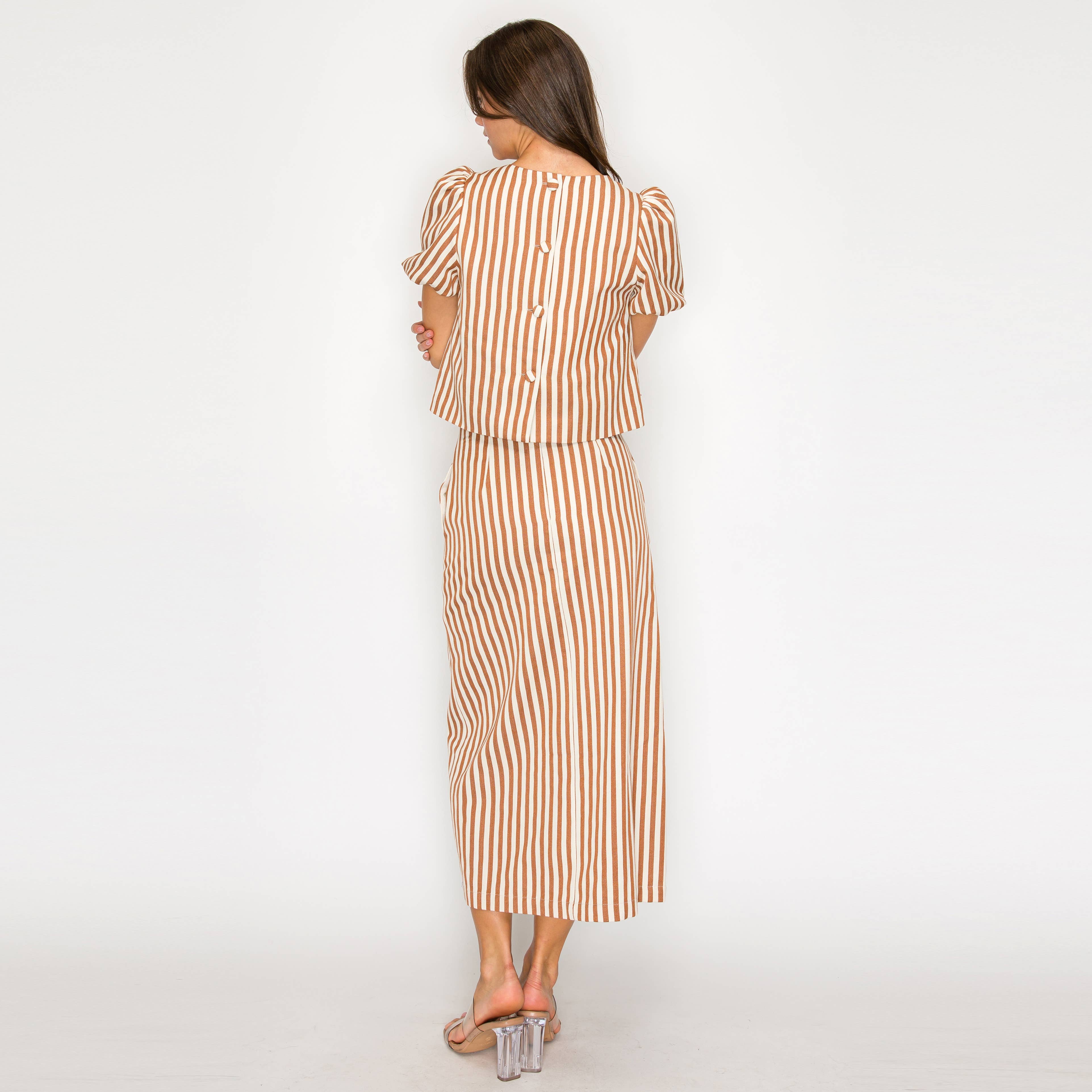 Modern Stripe Puff Top