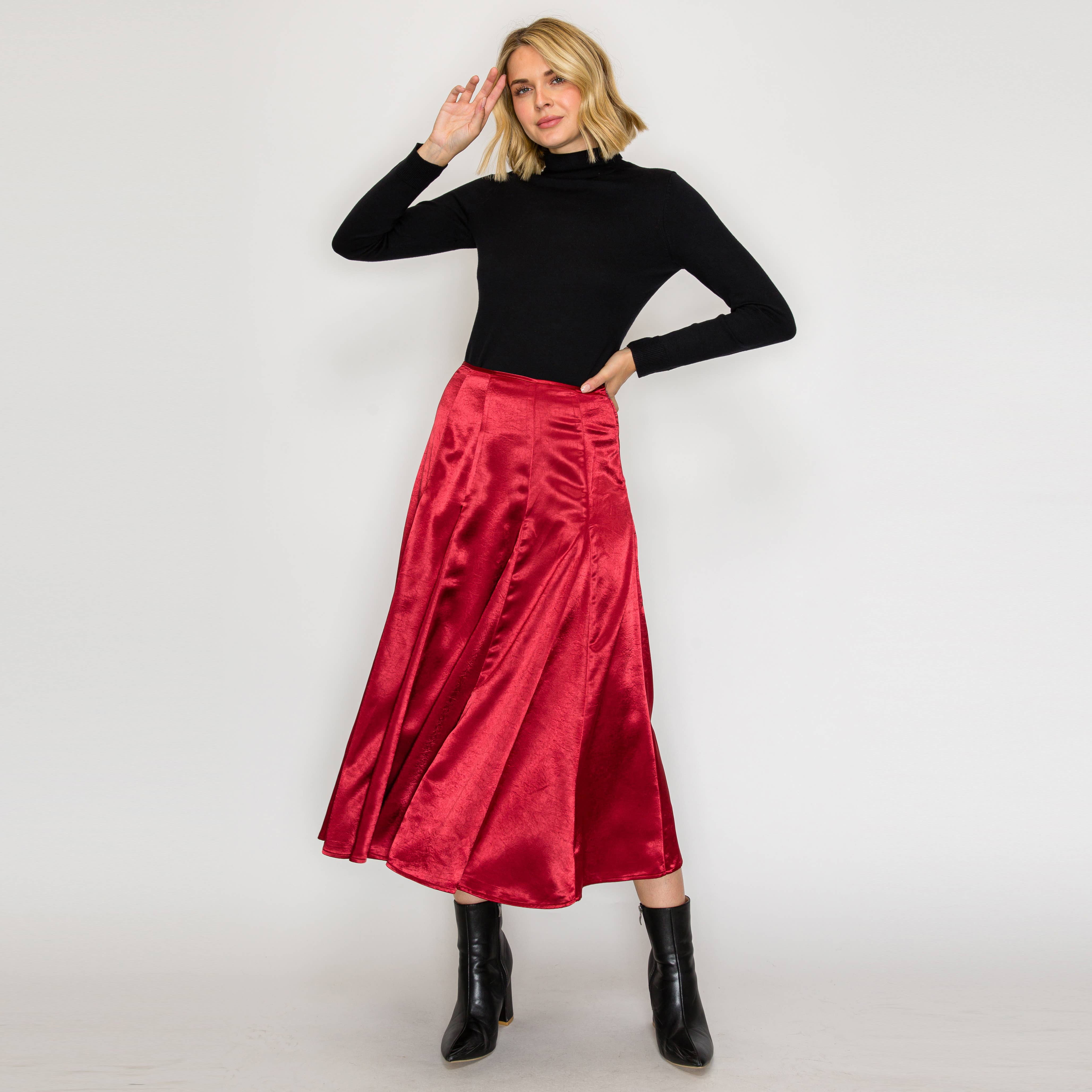 ESSENTIAL Satin Skirt for Every Girl - Biking Red