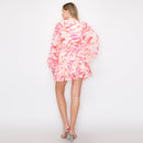Print mini dress with voluminous long sleeves