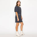 Boucle mini dress with jewel trim