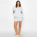 Sky blue  Summer French Boucle Peplum Jacket