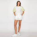Yellow Flowers Puff Sleeve Top