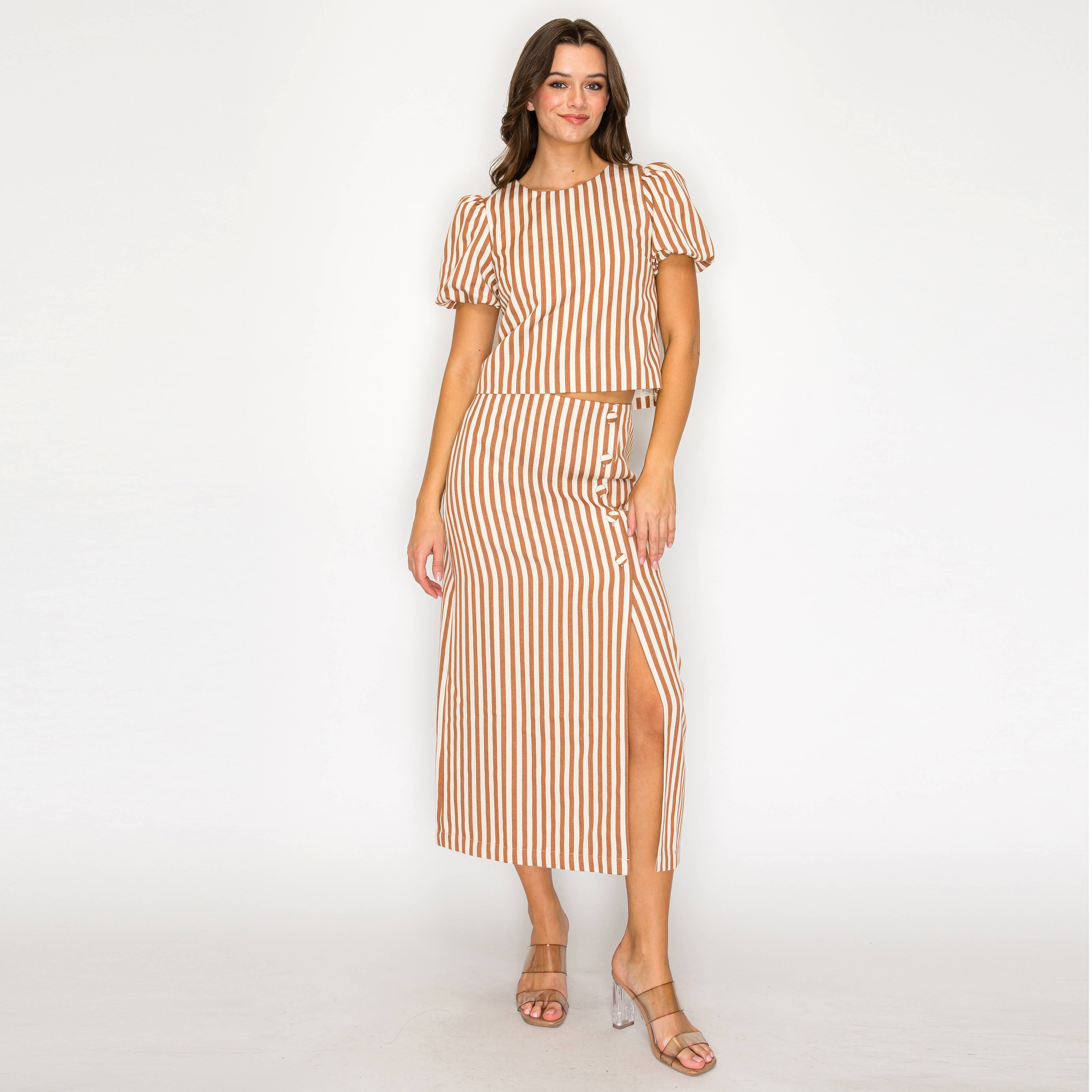 Modern Stripe Midi Skirt