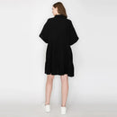 Cotton Gauze oversized shirts mini dress BLACK- LWD2534 