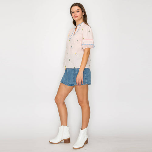 Daisy Flower Embroidery top