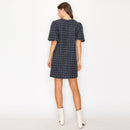 Boucle mini dress with jewel trim