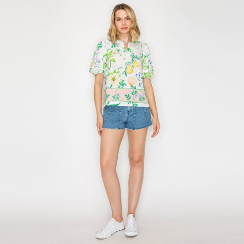 Summer Romantic Garden with Shell White Blouse