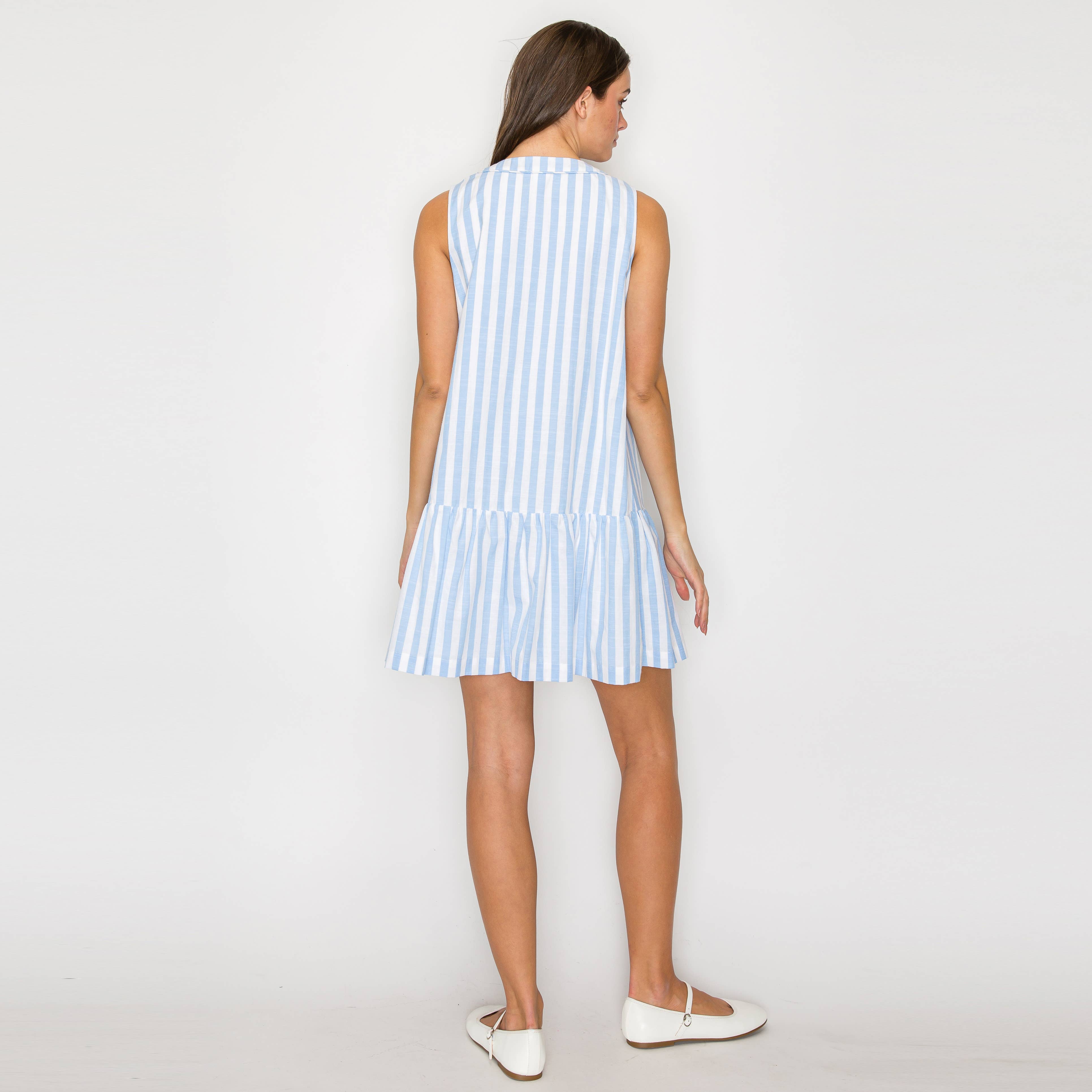 Dreamy Blue Stripe Mini Dress