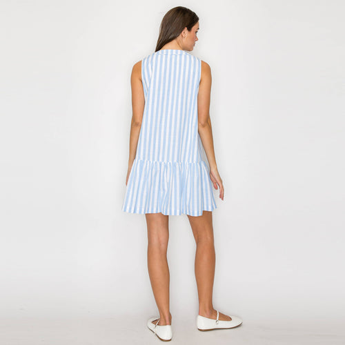 Dreamy Blue Stripe Mini Dress