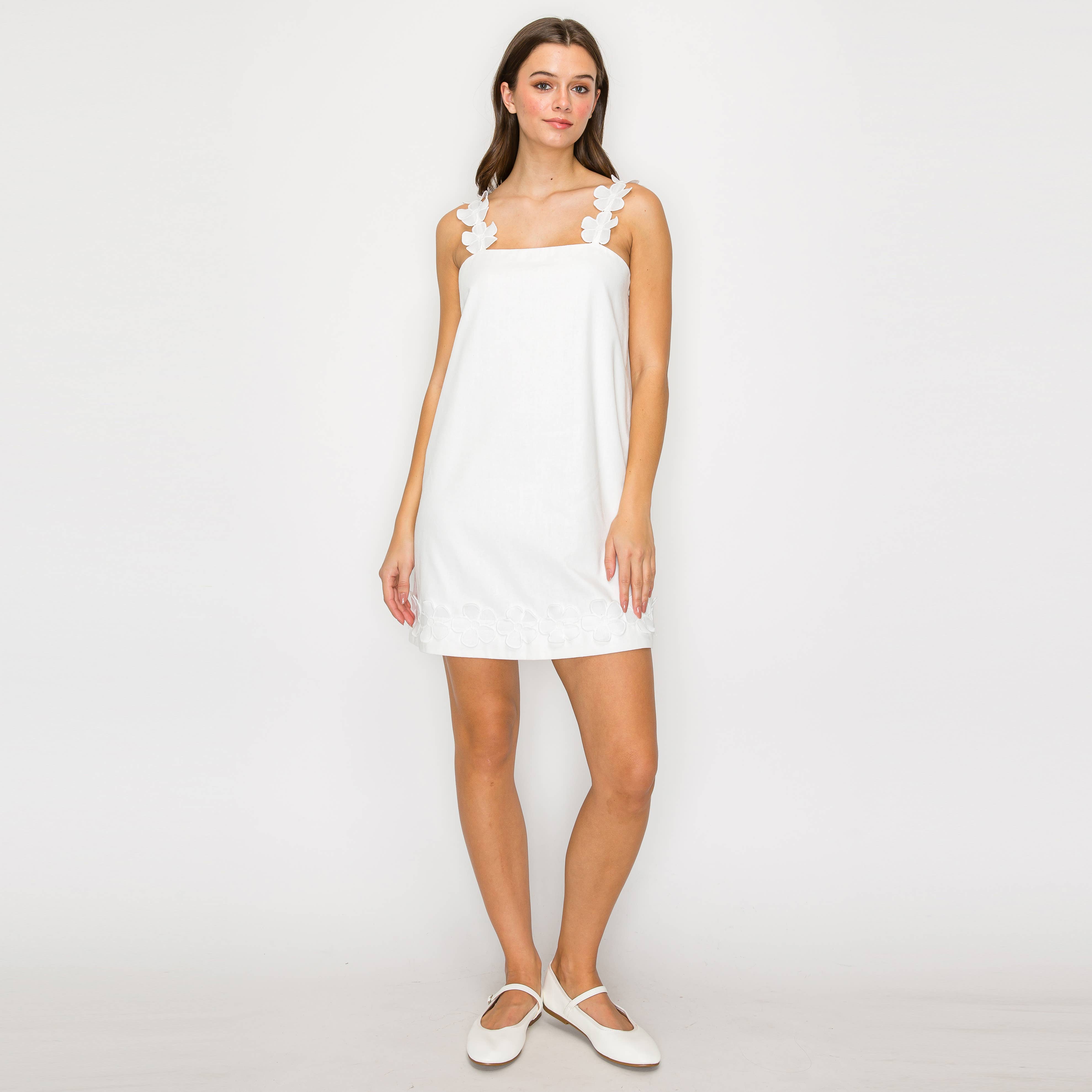 Lovely White Daisy Mini Dress