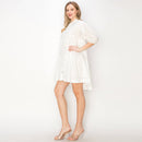 Cotton eyelet mini shirts dress