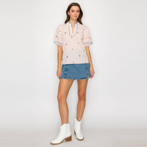 Daisy Flower Embroidery top