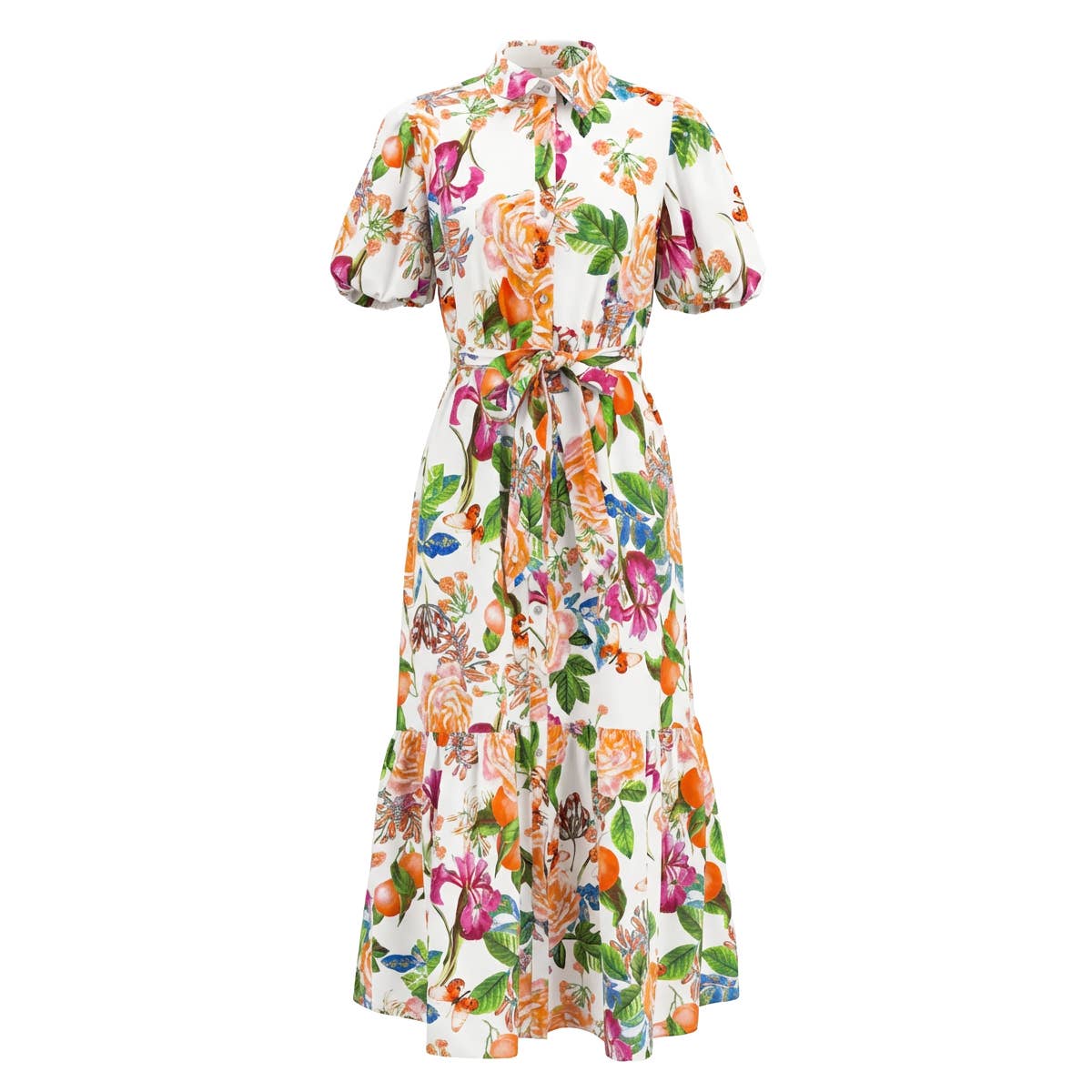TANGERINE BLOOM Long Shirts Dress