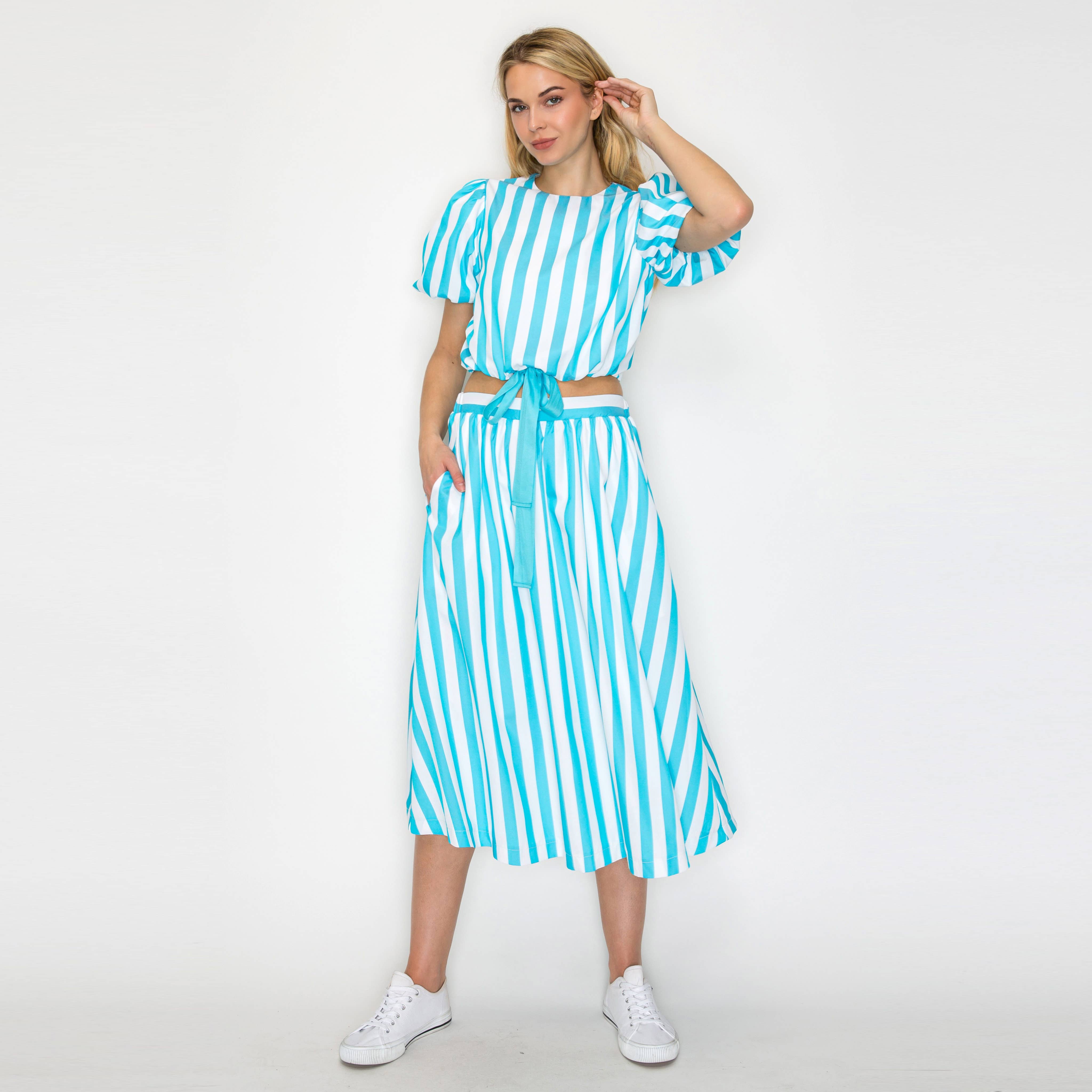 Turquoise Blue Stripe Set