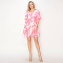 Print woven mini dress with bubble sleeves