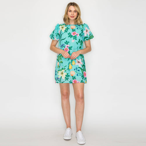 Summer Flower with Shell Shift Mini Dress