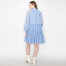 Jacquard pattern mini dress with long sleeves
