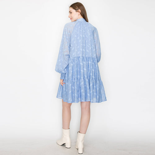 Jacquard pattern mini dress with long sleeves