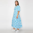 Blue Bandana Print Midi Dress