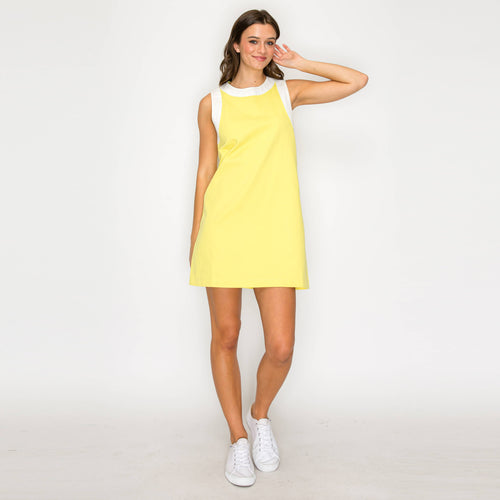 Lemon & White Retro Mod Look Mini dress - LWD2903