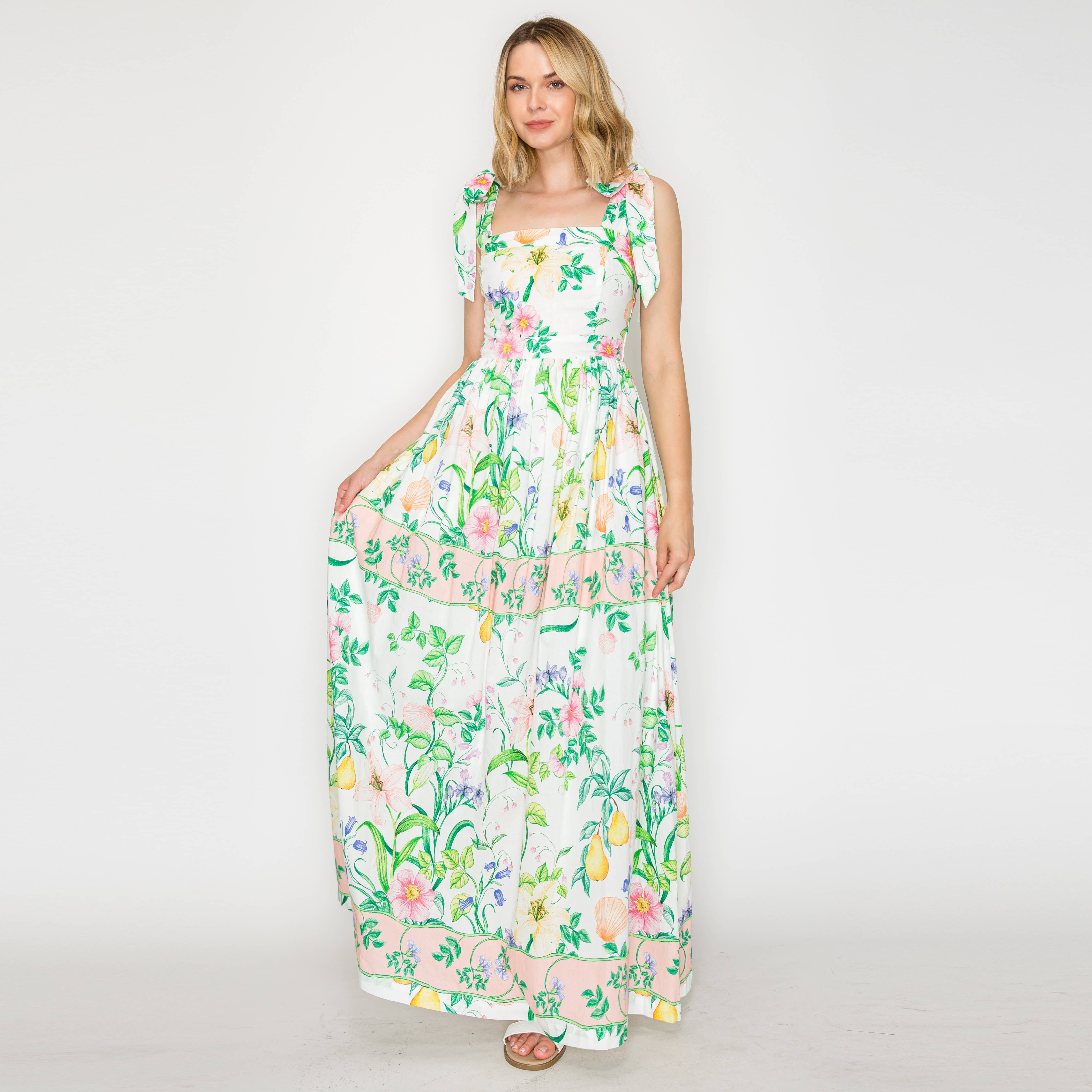 Summer Romantic Garden with Shell Maxi Dress