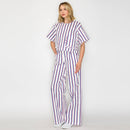 Ruffle Ruffle Stripe Top - Blue & Red stripe