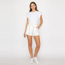 Shopper Bag Shorts with Sash Belt - WHITE