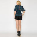 Eloise Green Tartan Checker Peplum Top