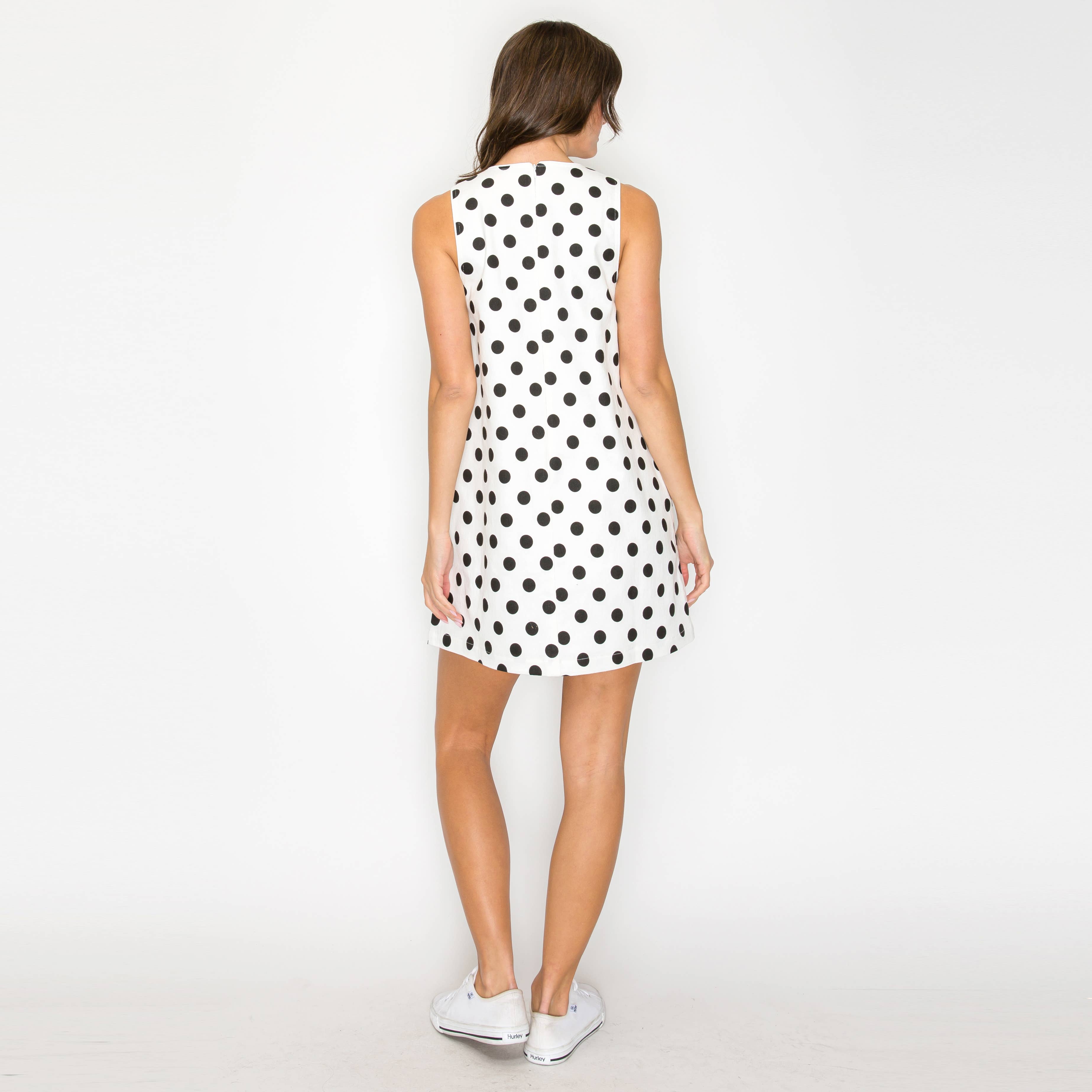 I LOVE POLKA DOTS White Mini Dress