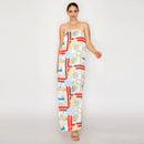 ATLANTIC BREEZE RED Satin Scarf Midi Dress