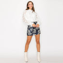 Toile jacquard pattern mini skirt