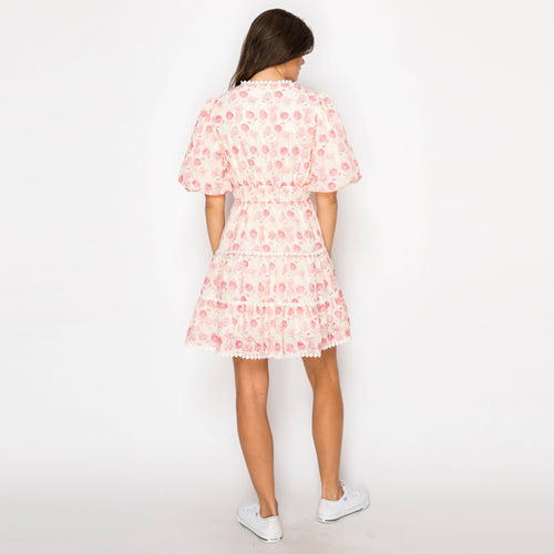 Pink Bell flower Print Mini Dress