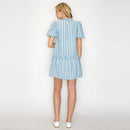 Charlotte Light Blue Boucle Mini Dress Puff Sleeves -LWD2879