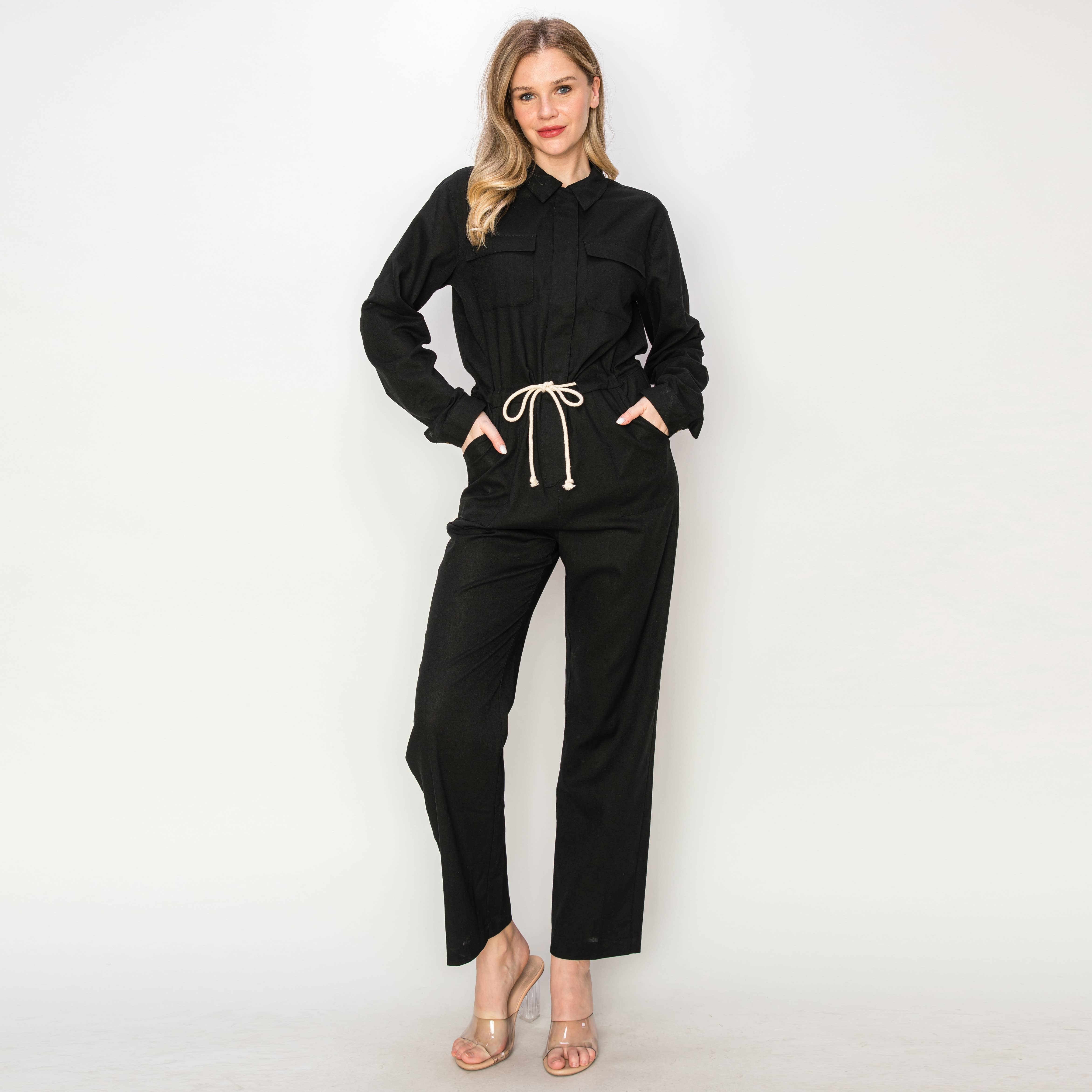 Linen worker jumpsuit