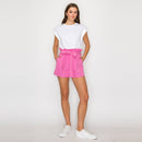 Shopper Bag Shorts with Sash Belt - PINK - LWTP1314