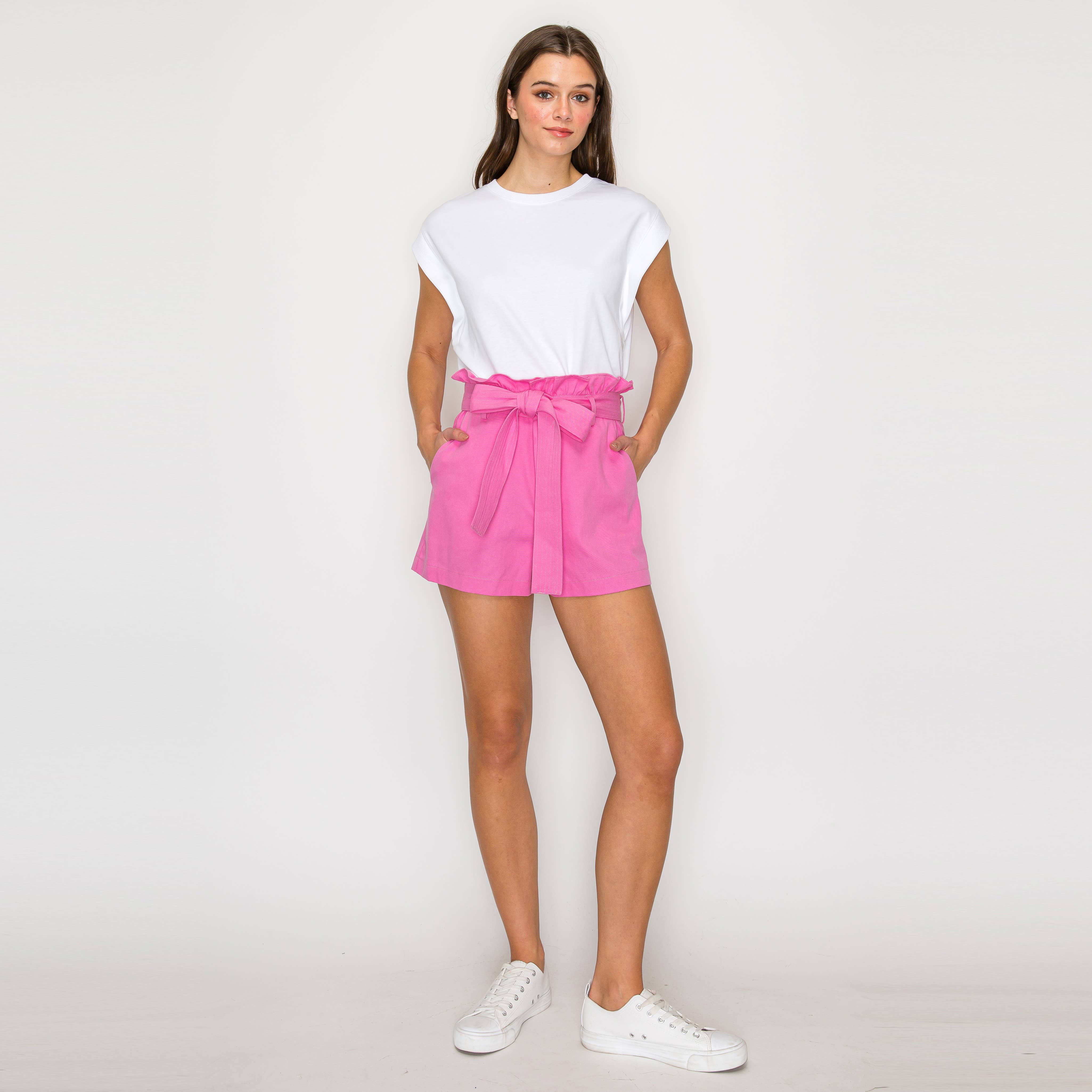Shopper Bag Shorts with Sash Belt