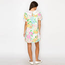 Garden Flower Print Lace Collar Mini Shift Dress