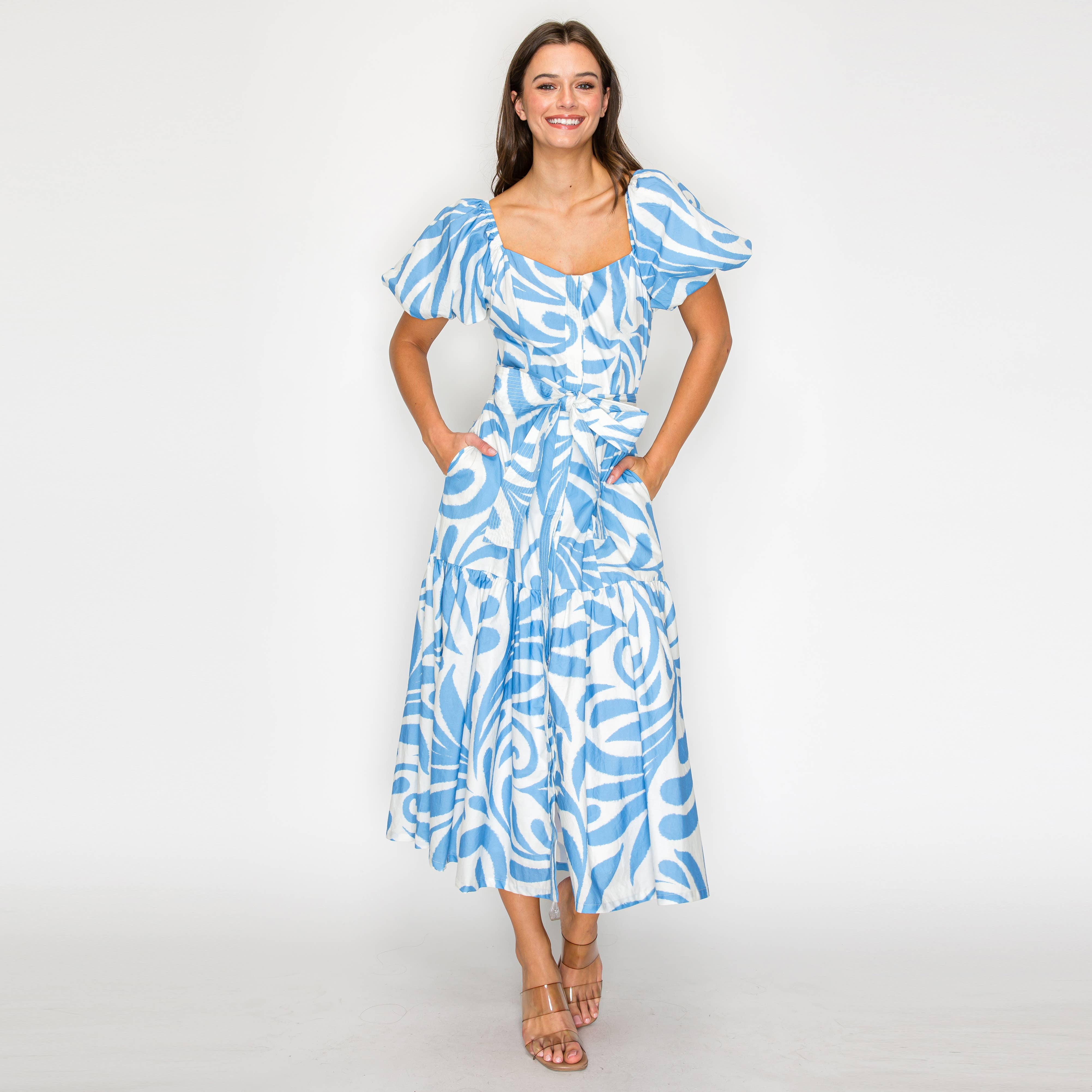 Santorini Swirl Midi Dress