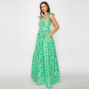 Green & White Bandana Print Maxi Dress