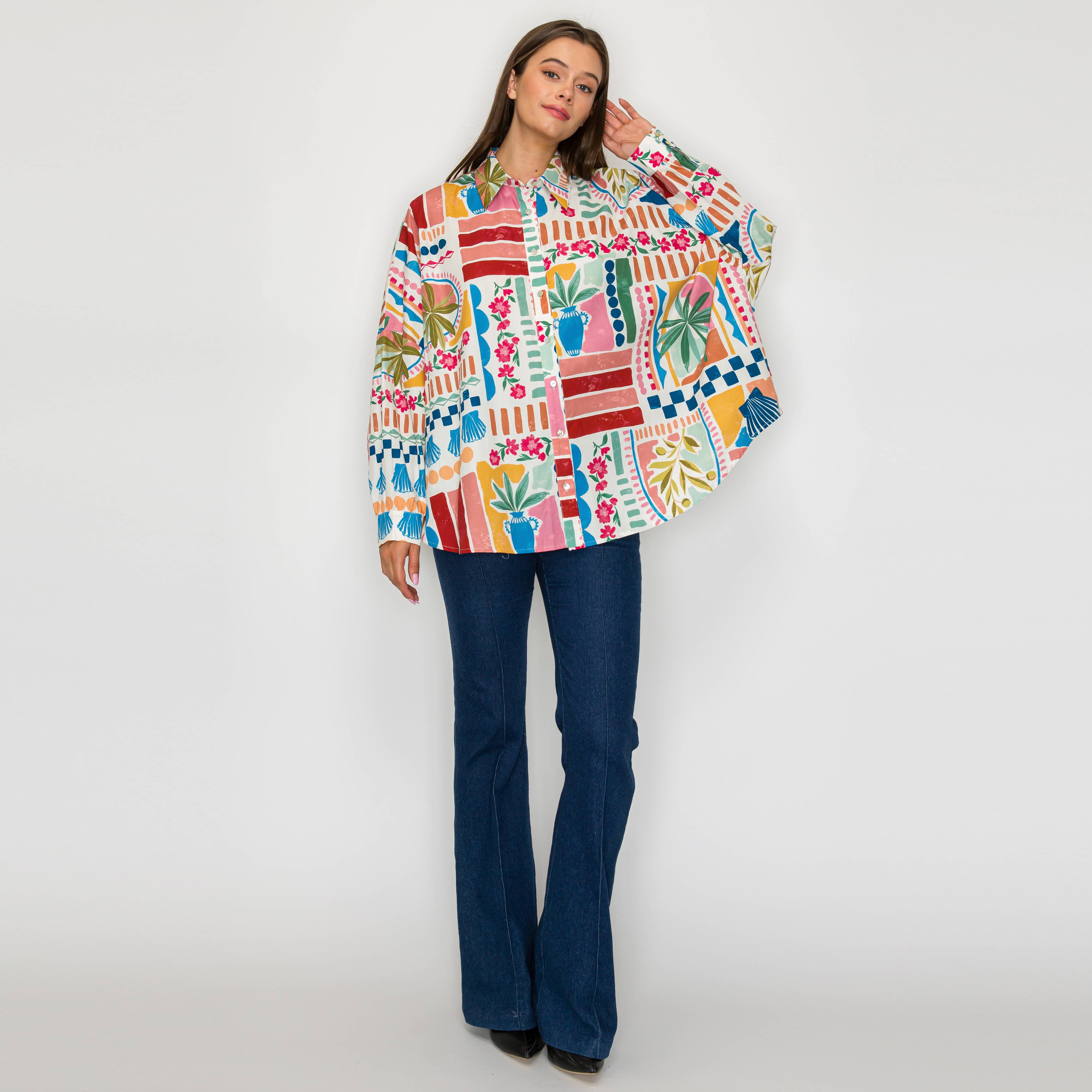 Dreamy Desert Print Oversized Shirts