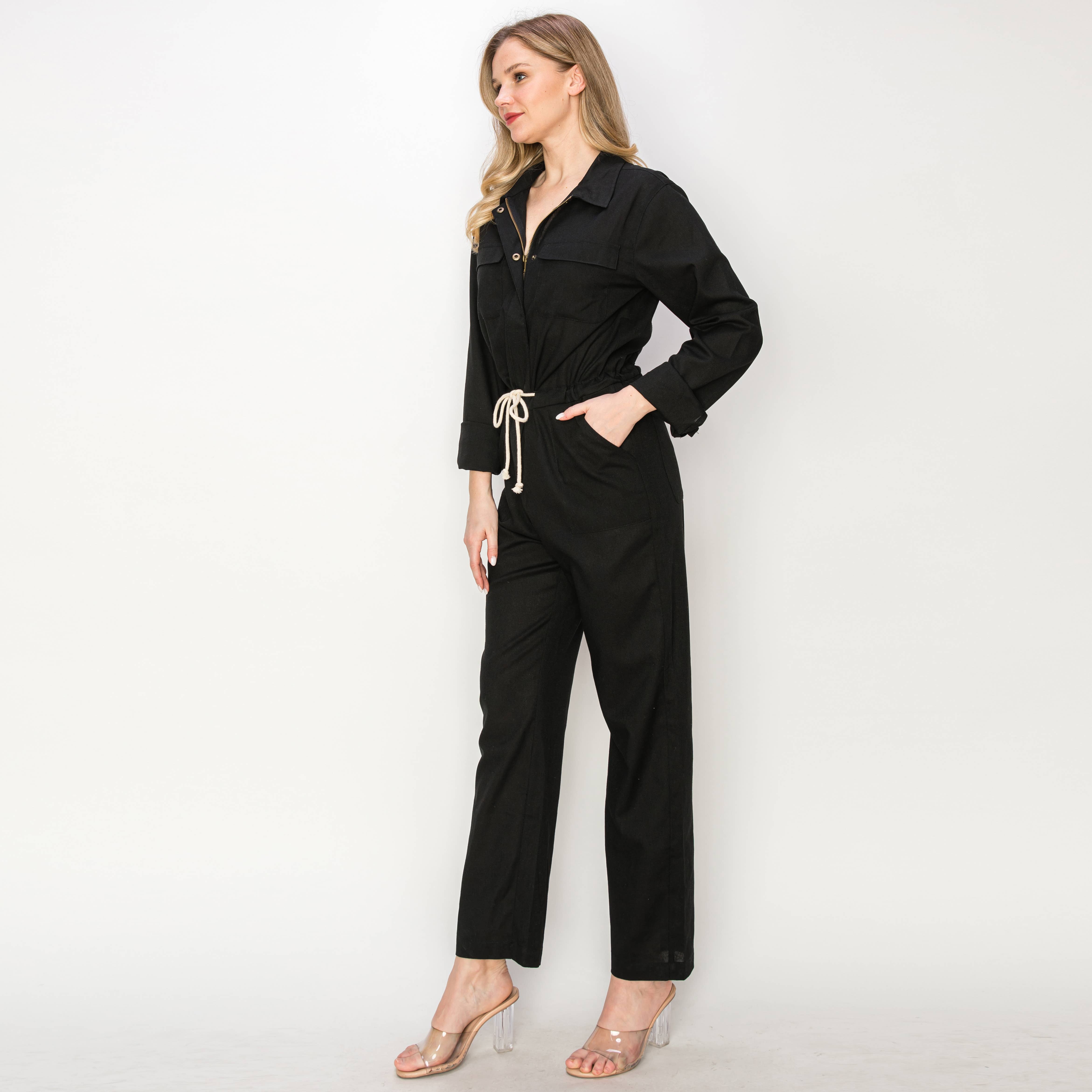 Linen worker jumpsuit