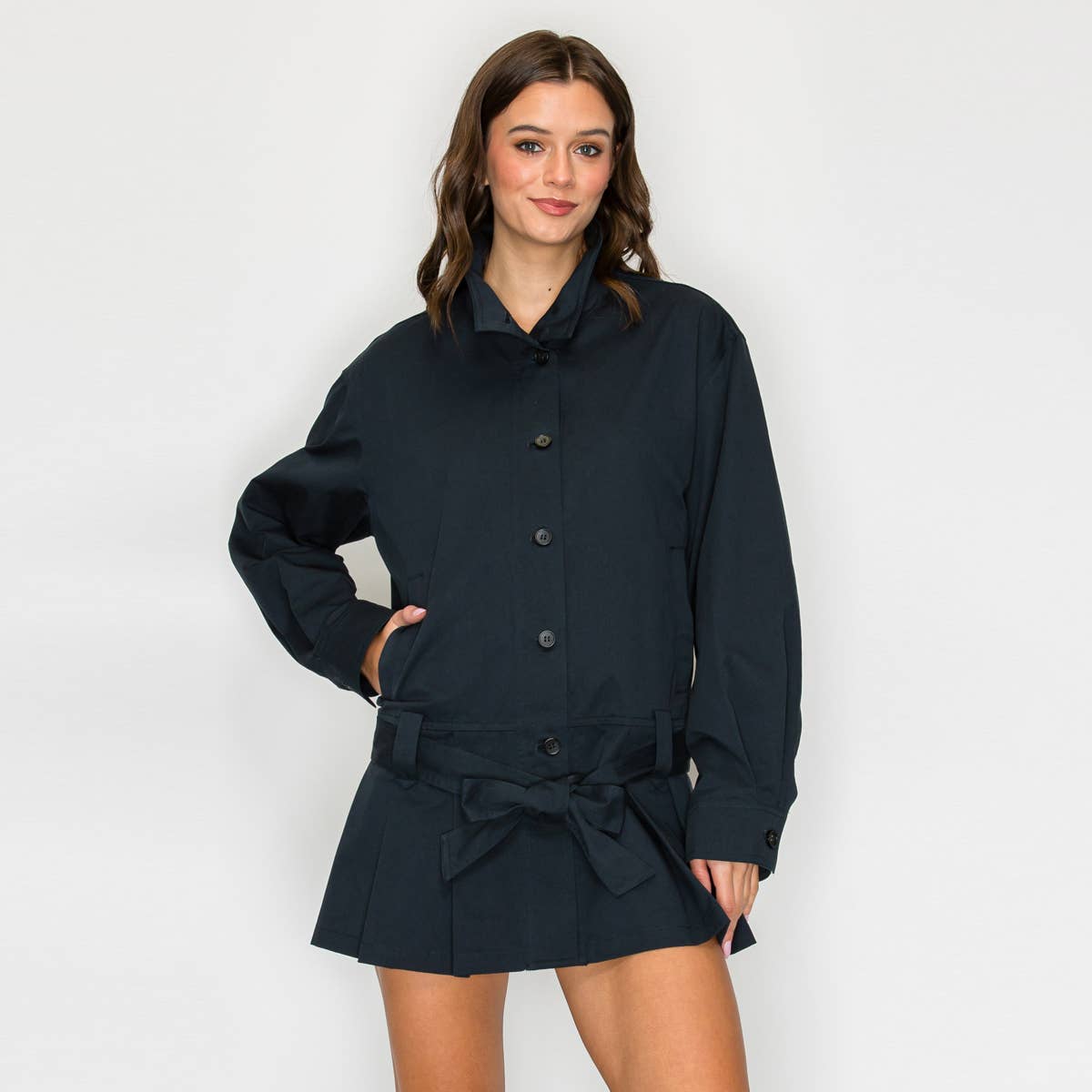 The Harper Pleated Trench Jacket