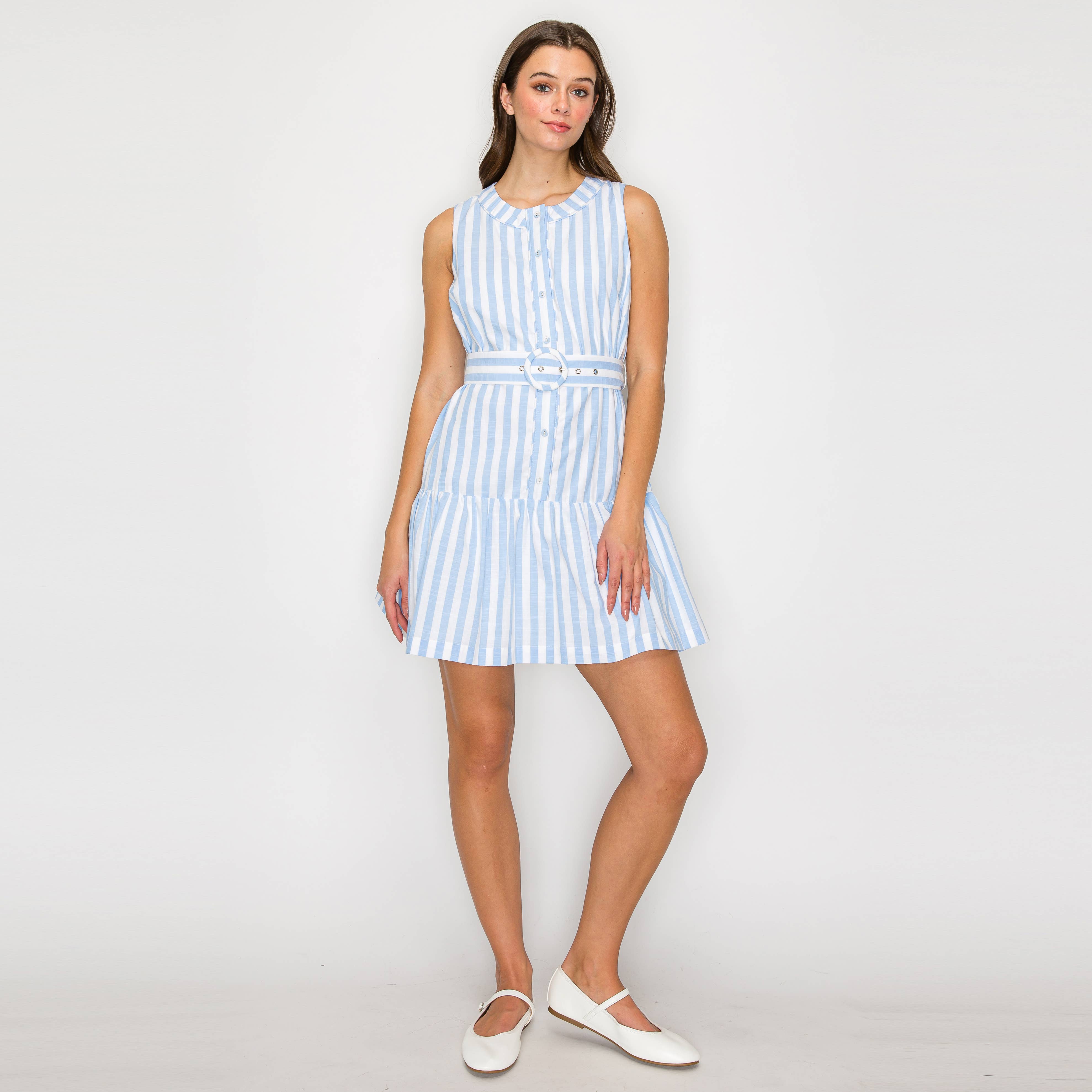 Dreamy Blue Stripe Mini Dress