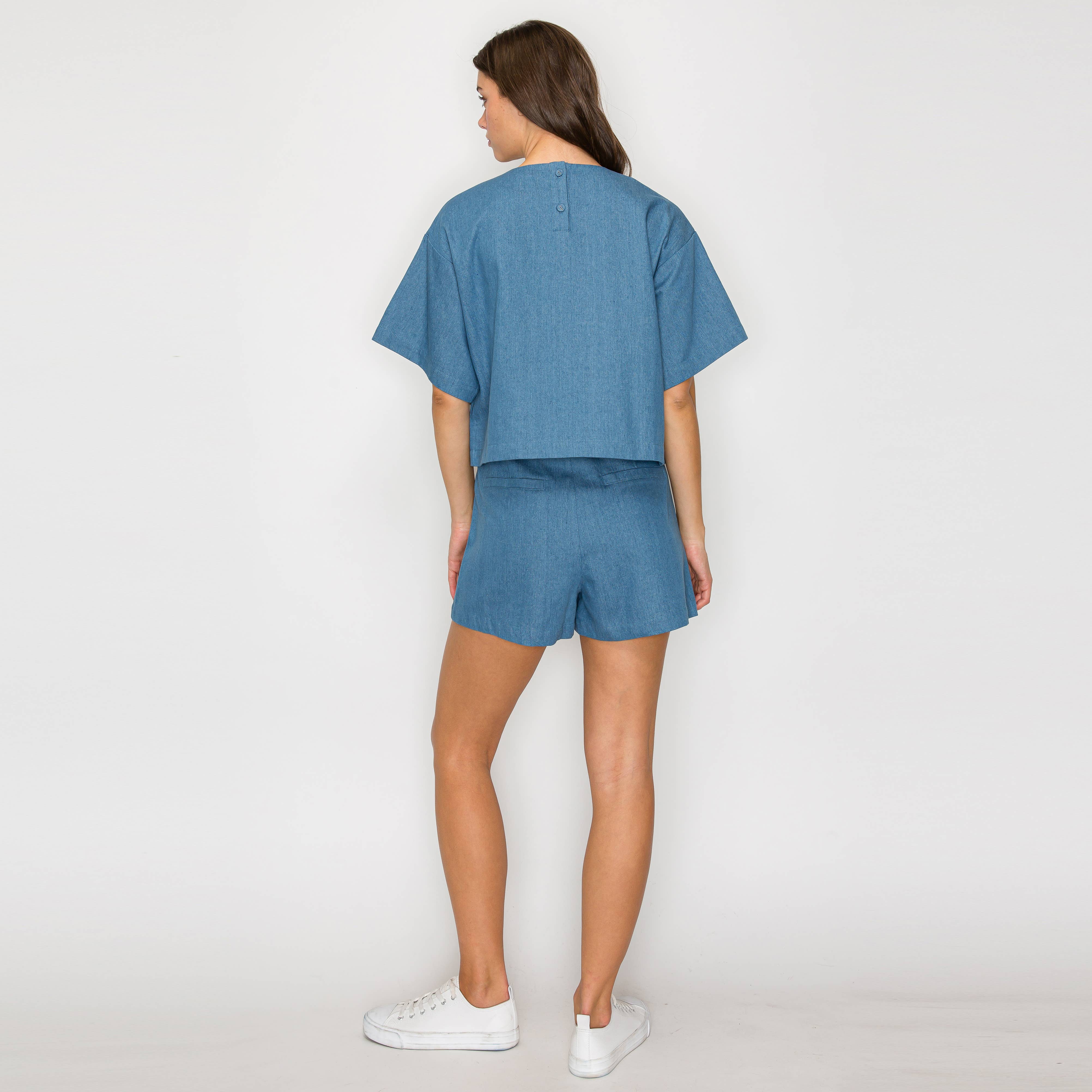 Ruffle Ruffle Denim Top