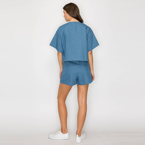 Ruffle Ruffle Denim Top