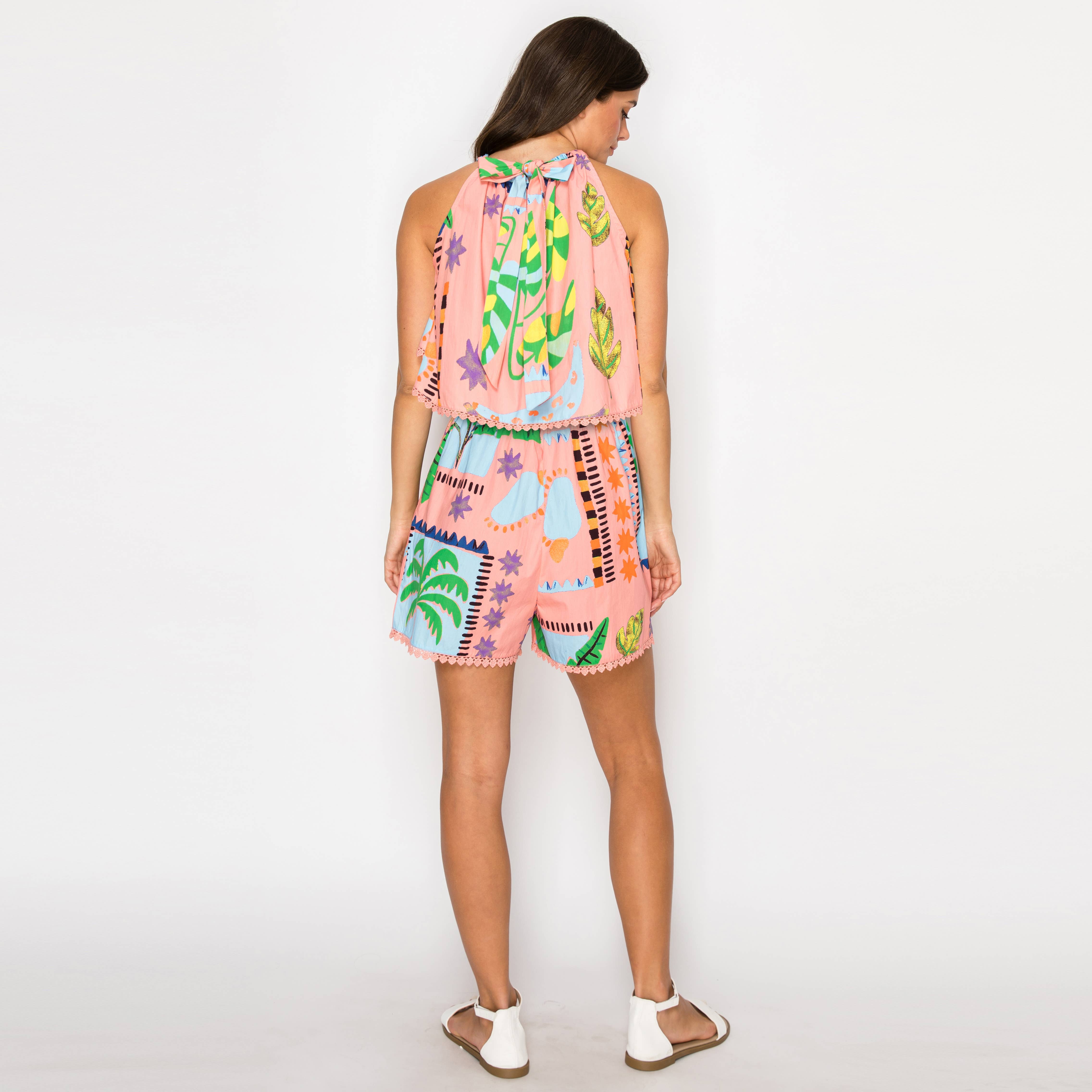 Coral Retro Tropical Print SET